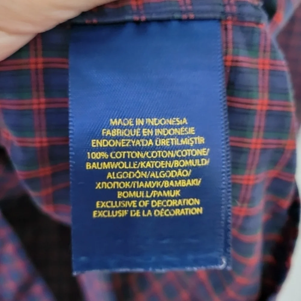 Ralph Lauren Plaid Button Down Shirt Size Boys XL (18-20)‎ Holiday Preppy